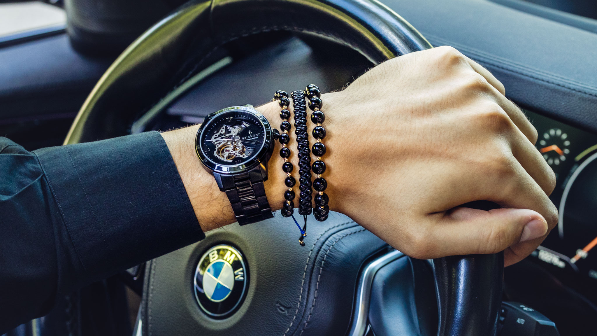 Brățară Pardo realizată cu șnur și bile de Aur 585 14K și Onix - imagine 12