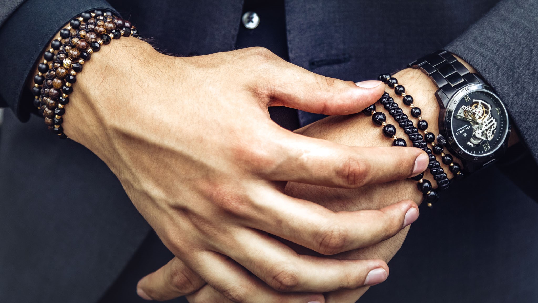 Brățară Pardo realizată cu șnur și bile de Aur 585 14K și Onix - imagine 16