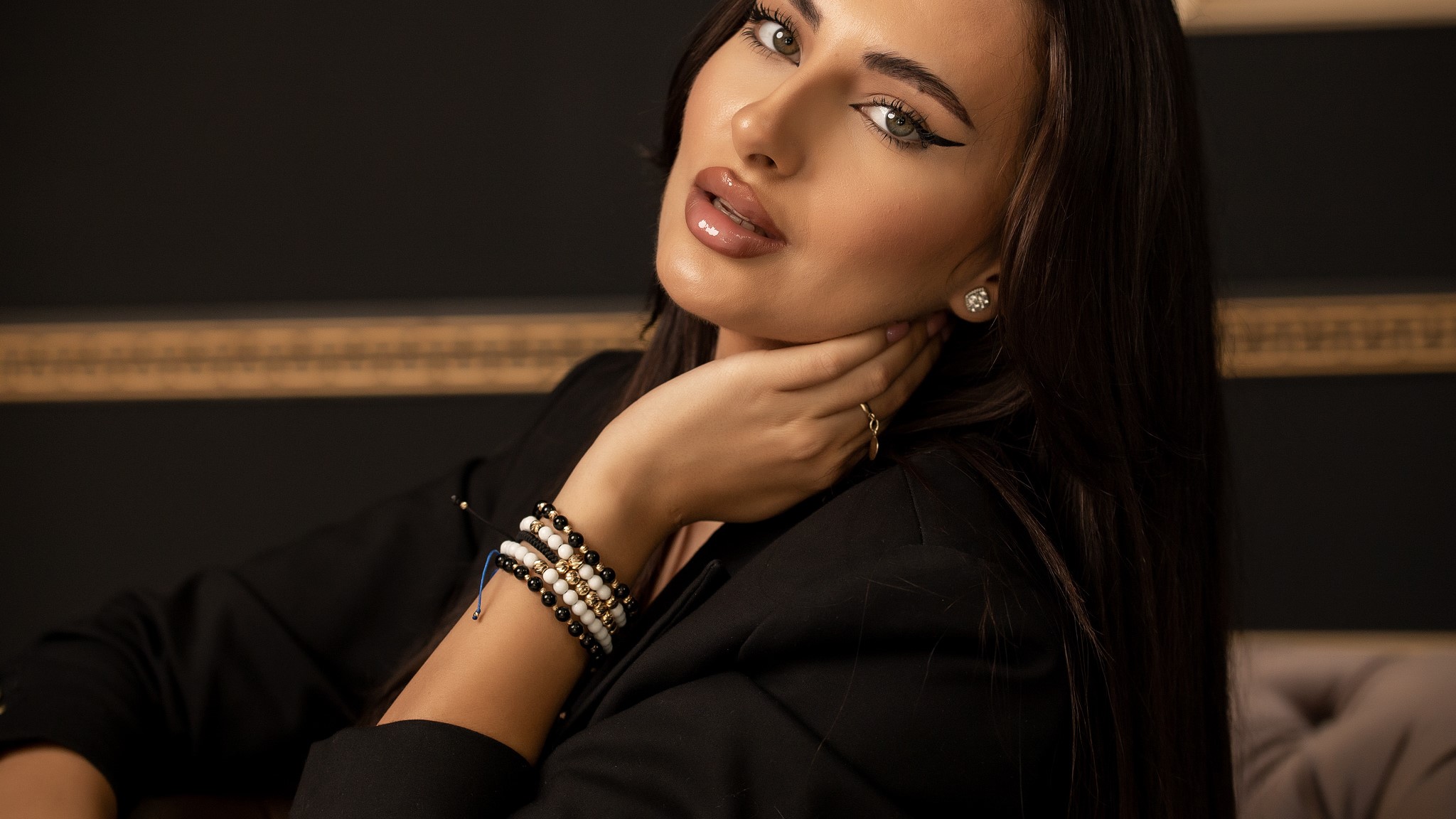 Brățară Pardo realizată cu șnur și bile de Aur 585 14K și Onix - imagine 13