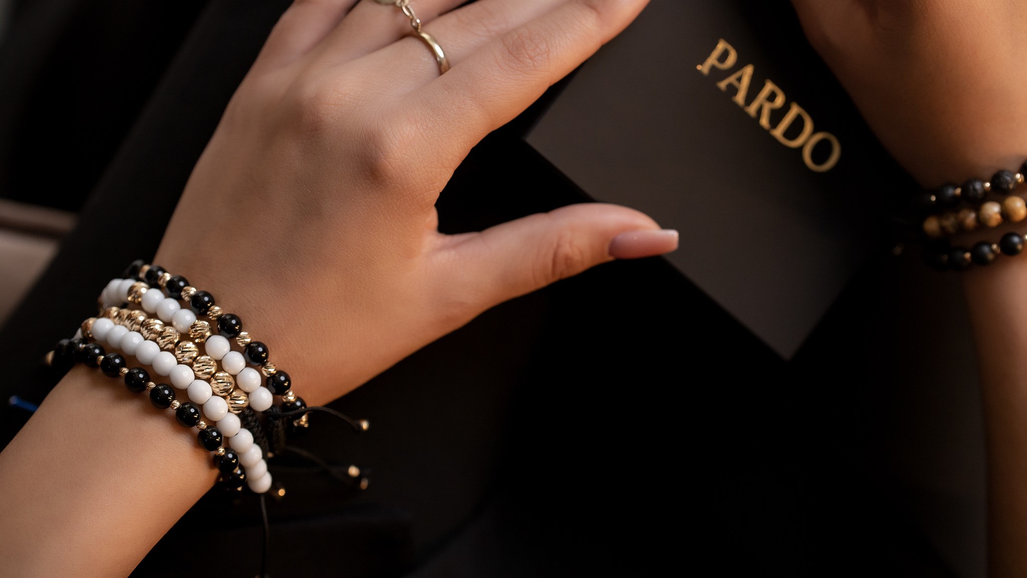 Brățară Pardo realizată cu șnur și bile de Aur 585 14K și Onix - imagine 11