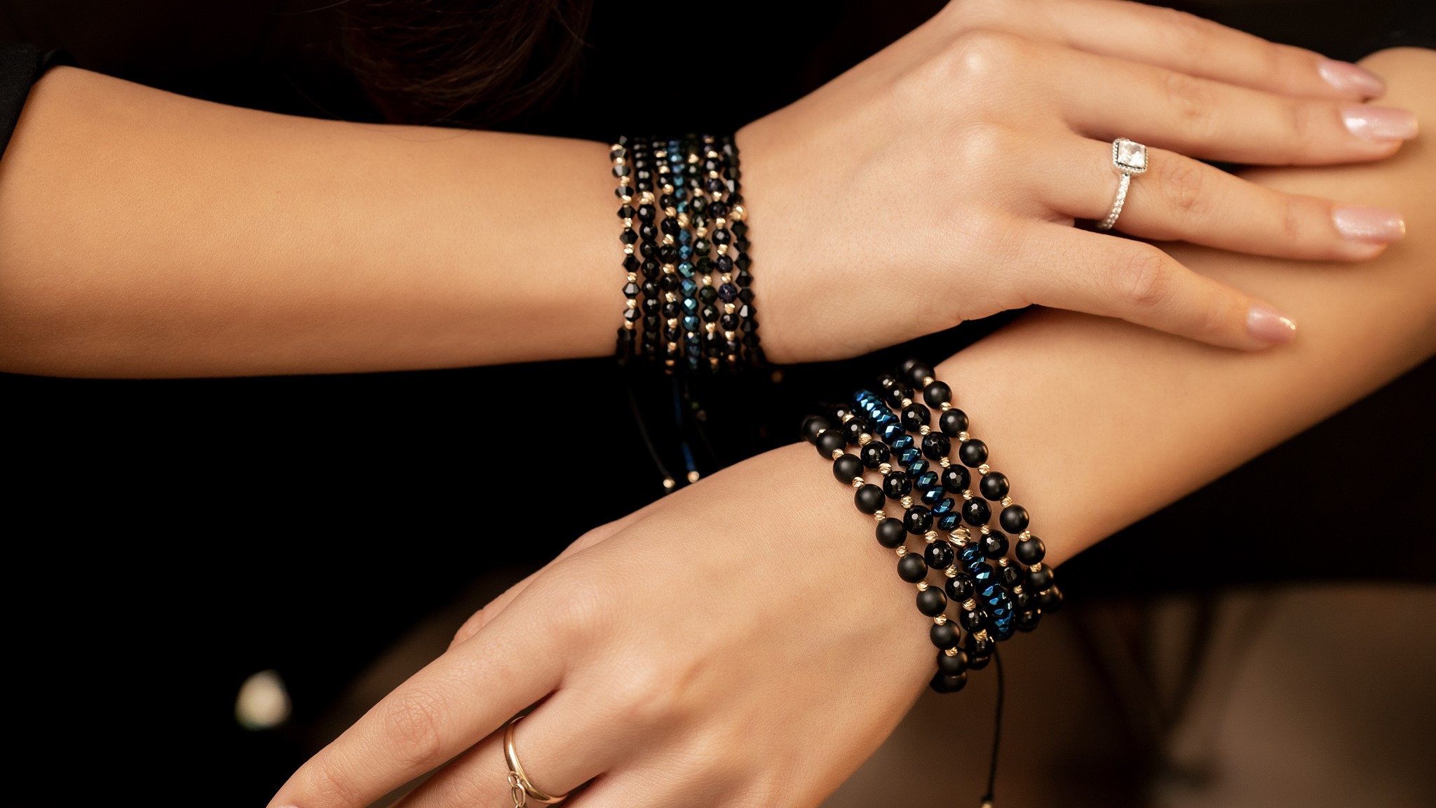 Brățară Pardo realizată cu șnur și bile de Aur 585 14K și Onix - imagine 15