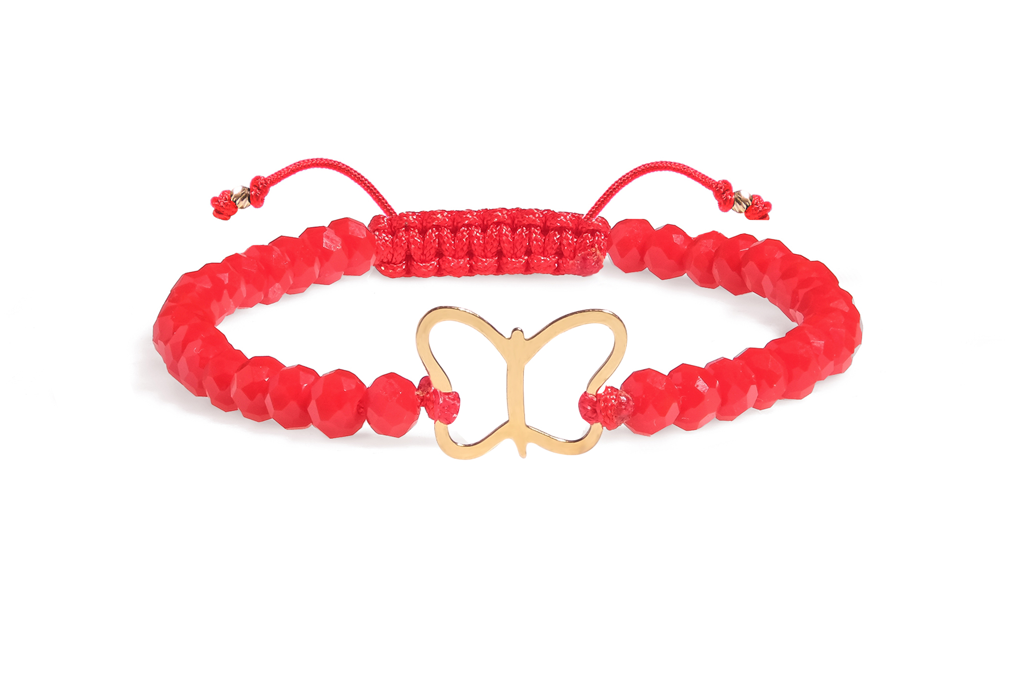 Bratara snur si charm Pardo realizata cu Cristal Sticla Rosu