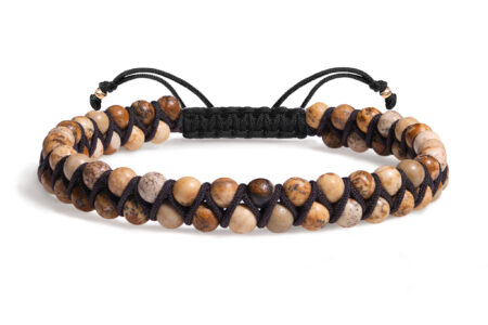 Bratara Double Row Pardo cu snur impletit si bile din aur 585 de 14K