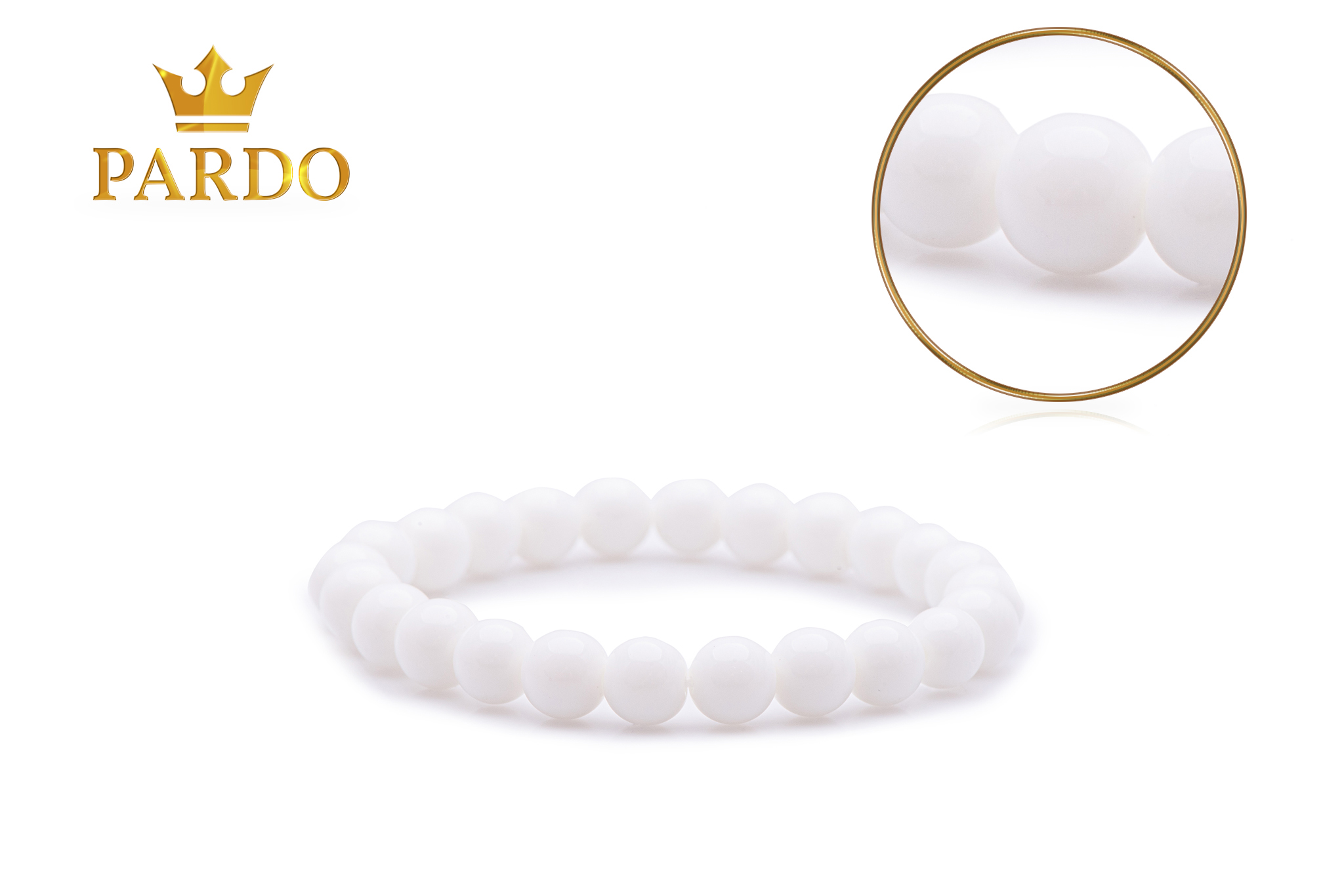 Brățară Pardo cu pietre semiprețioase Onix de 8 mm realizată cu elastic - imagine 2