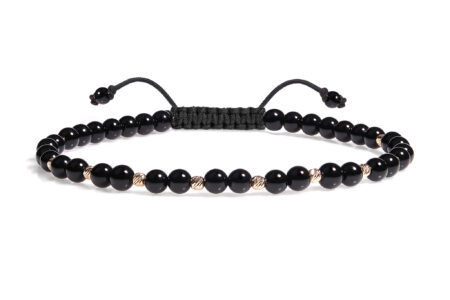 Bratara Snur Pardo realizata cu Onix Negru si bile de Aur 585 14 Karate