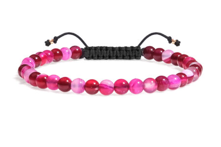 Bratara Snur Pardo realizata cu Agat Roz si bile de Aur 585 14 Karate