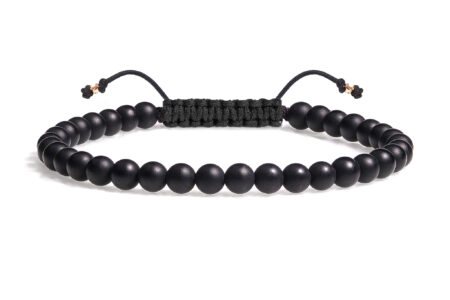 Bratara Snur Pardo realizata cu Onix Negru si bile de Aur 585 14 Karate