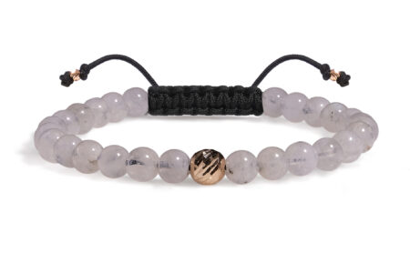 Bratara Snur Pardo realizata cu Piatra Lunii Alb si bile de Aur 585 14 Karate