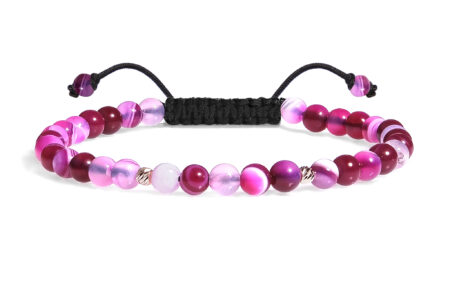 Bratara Snur Pardo realizata cu Agat Roz si sfere din Aur 585 de 14 Karate