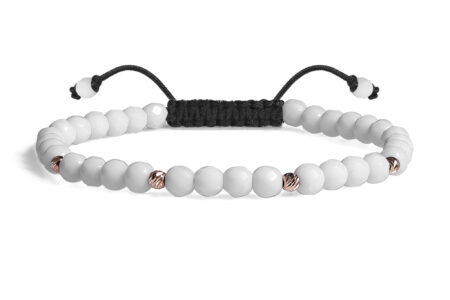 Bratara Snur Pardo realizata cu Onix Alb si sfere din Aur 585 de 14 Karate