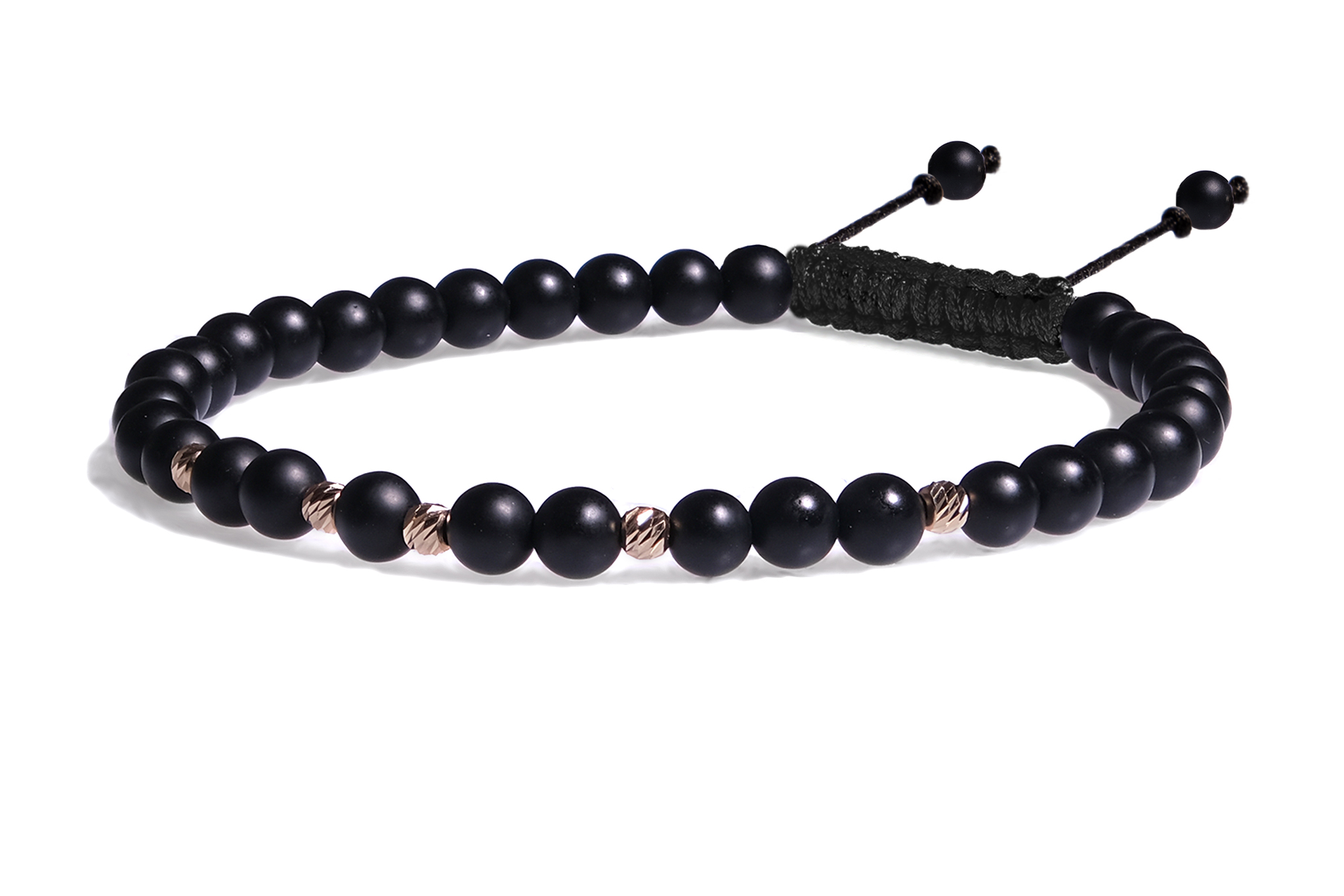 Bratara Snur Pardo realizata cu Onix Negru si sfere din Aur 585 de 14 Karate - imagine 2