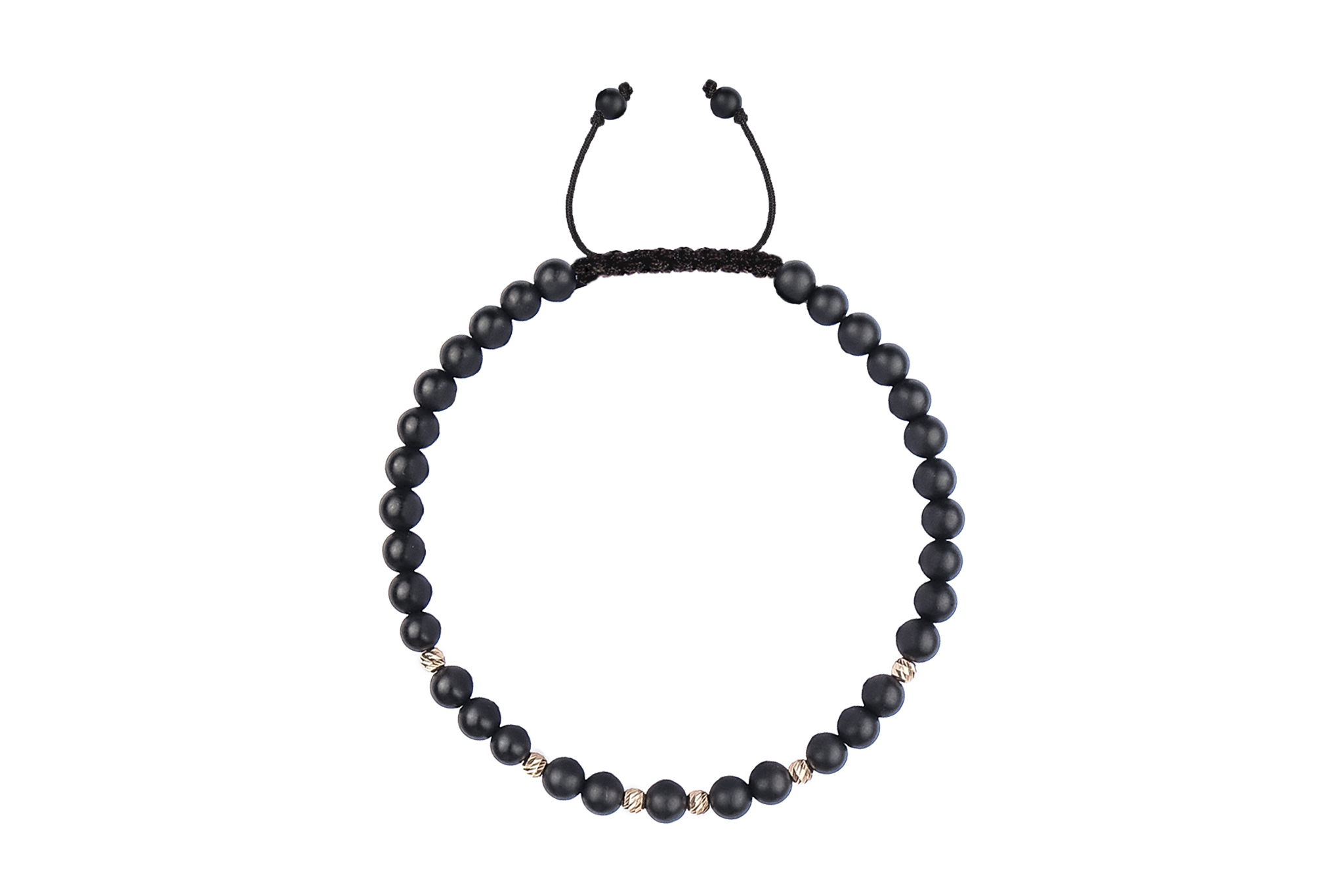 Bratara Snur Pardo realizata cu Onix Negru si sfere din Aur 585 de 14 Karate - imagine 3