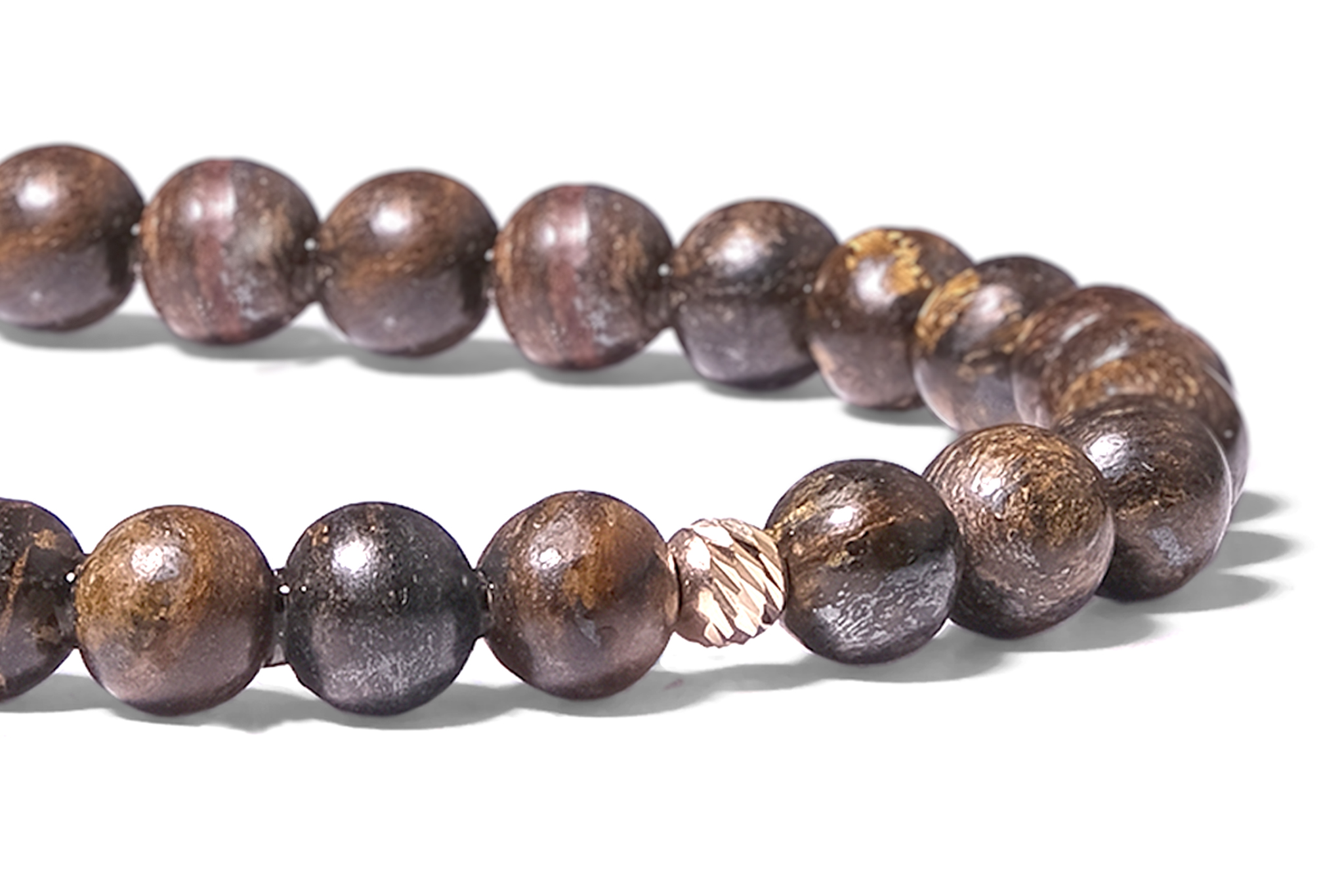 Bratara Pardo realizata cu snur si pietre semipretioase Bronzit Maro Sfera de 6 mm si sfere striate din Aur 585 de 14 Karate - imagine 3