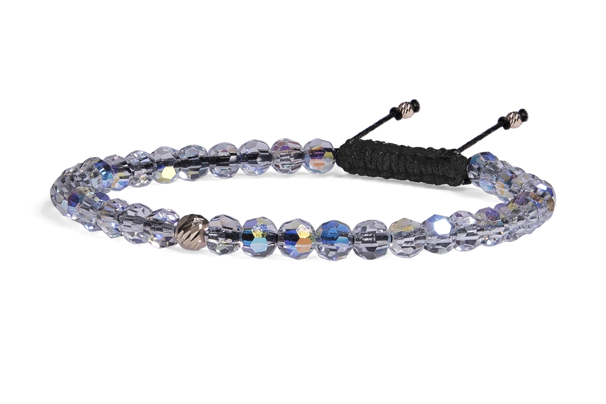 Bratara Pardo realizata cu snur si pietre semipretioase Cristale Preciosa Transparent Fatetat de 4 mm si sfere striate din Aur 585 de 14 Karate - imagine 5