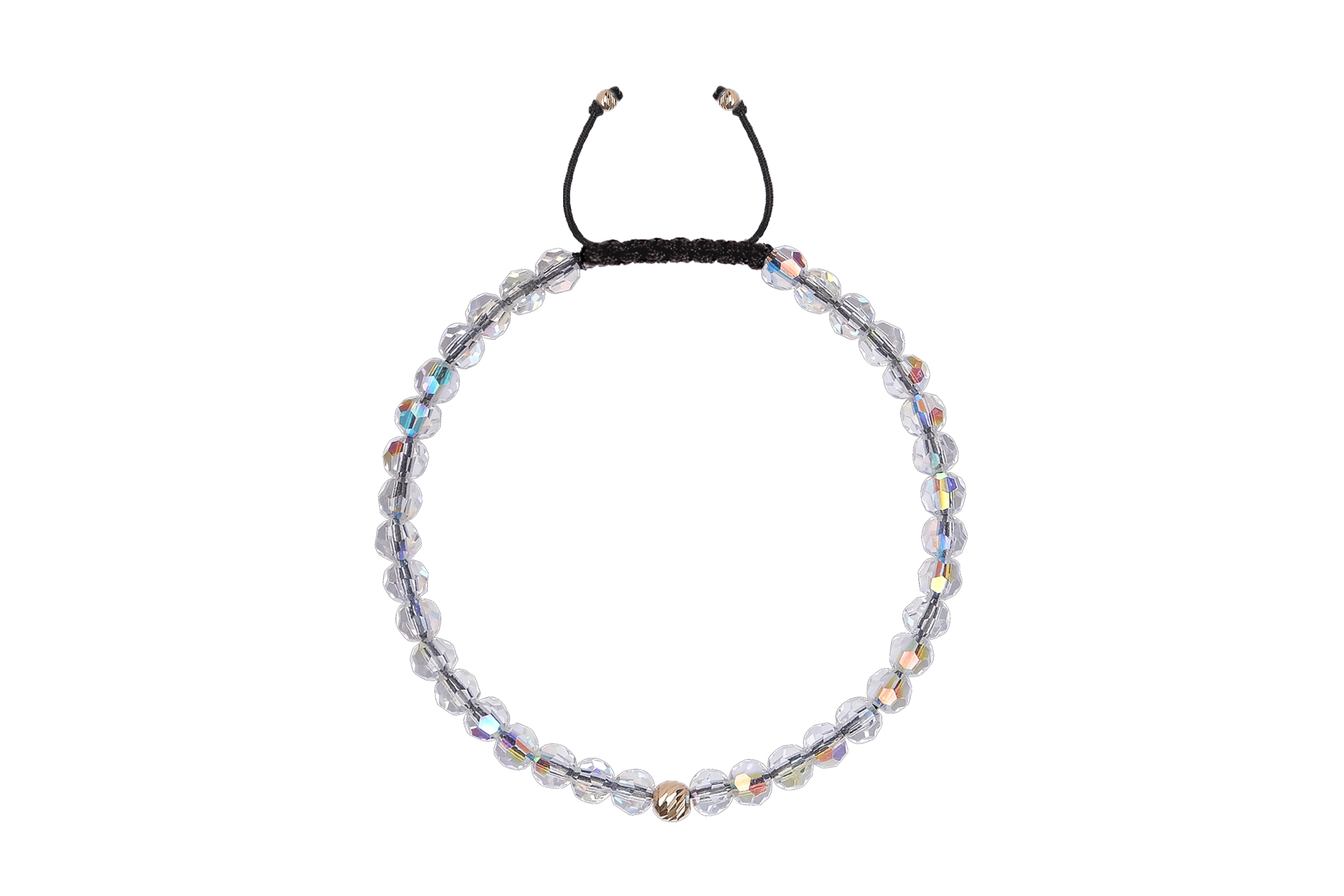 Bratara Pardo realizata cu snur si pietre semipretioase Cristale Preciosa Transparent Fatetat de 4 mm si sfere striate din Aur 585 de 14 Karate - imagine 2
