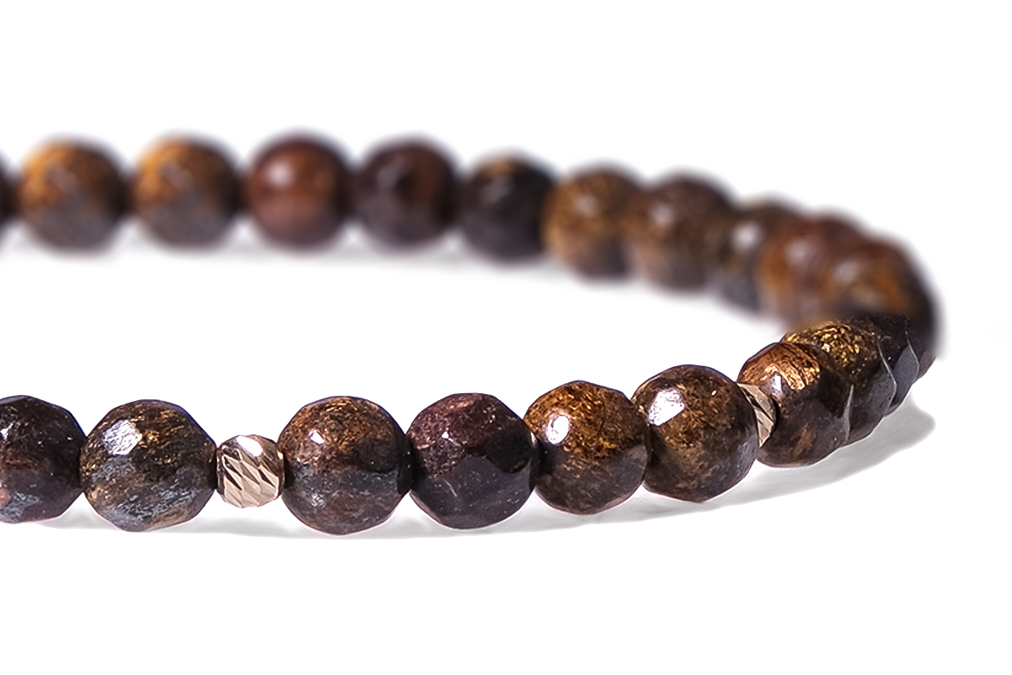 Bratara Pardo realizata cu snur si pietre semipretioase Bronzit Maro Sfera de 4 mm si sfere striate din Aur 585 de 14 Karate - imagine 3