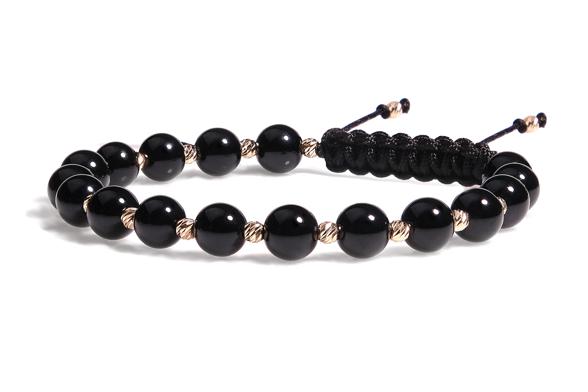 Brățară Pardo realizată cu șnur și bile de Aur 585 14K și Onix - imagine 5