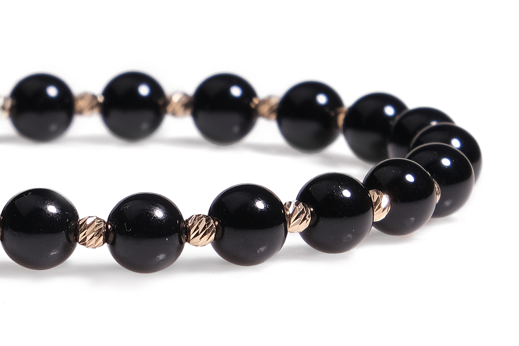 Brățară Pardo realizată cu șnur și bile de Aur 585 14K și Onix - imagine 3