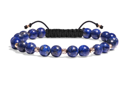 Brățară Pardo realizată cu șnur și bile de Aur 585 14K și Lapis Lazuli