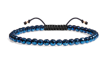 Brățară Pardo realizată cu șnur și bile de Aur 585 14K și Hematit Albastru