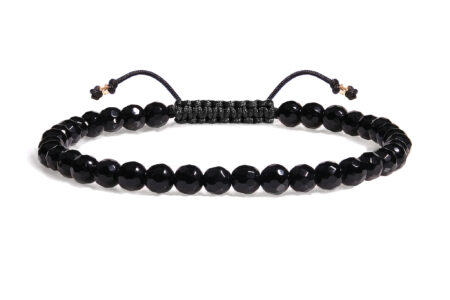 Brățară Pardo realizată cu șnur și bile de Aur 585 14K și Onix Negru