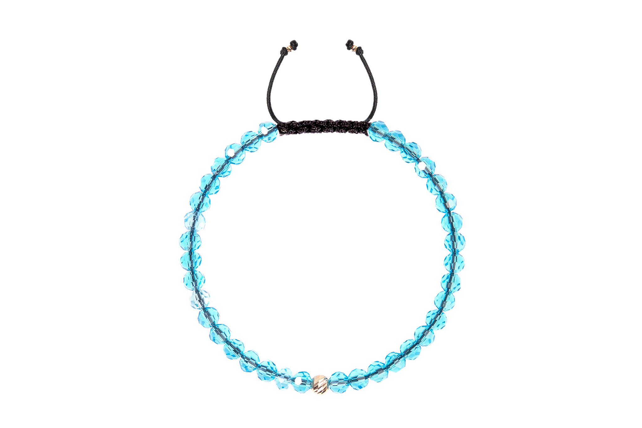 Brățară Pardo realizată cu șnur și bile de Aur 585 14K și Cristale Sticla - imagine 2