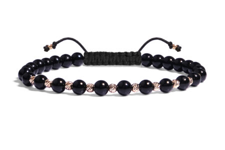 Bratara  Pardo realizată cu pietre semipretiose Onix 4 mm și bile de Aur 585 14K