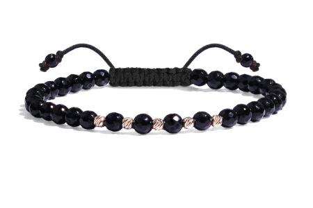 Bratara  Pardo realizată cu pietre semipretiose Onix 4 mm și bile de Aur 585 14K