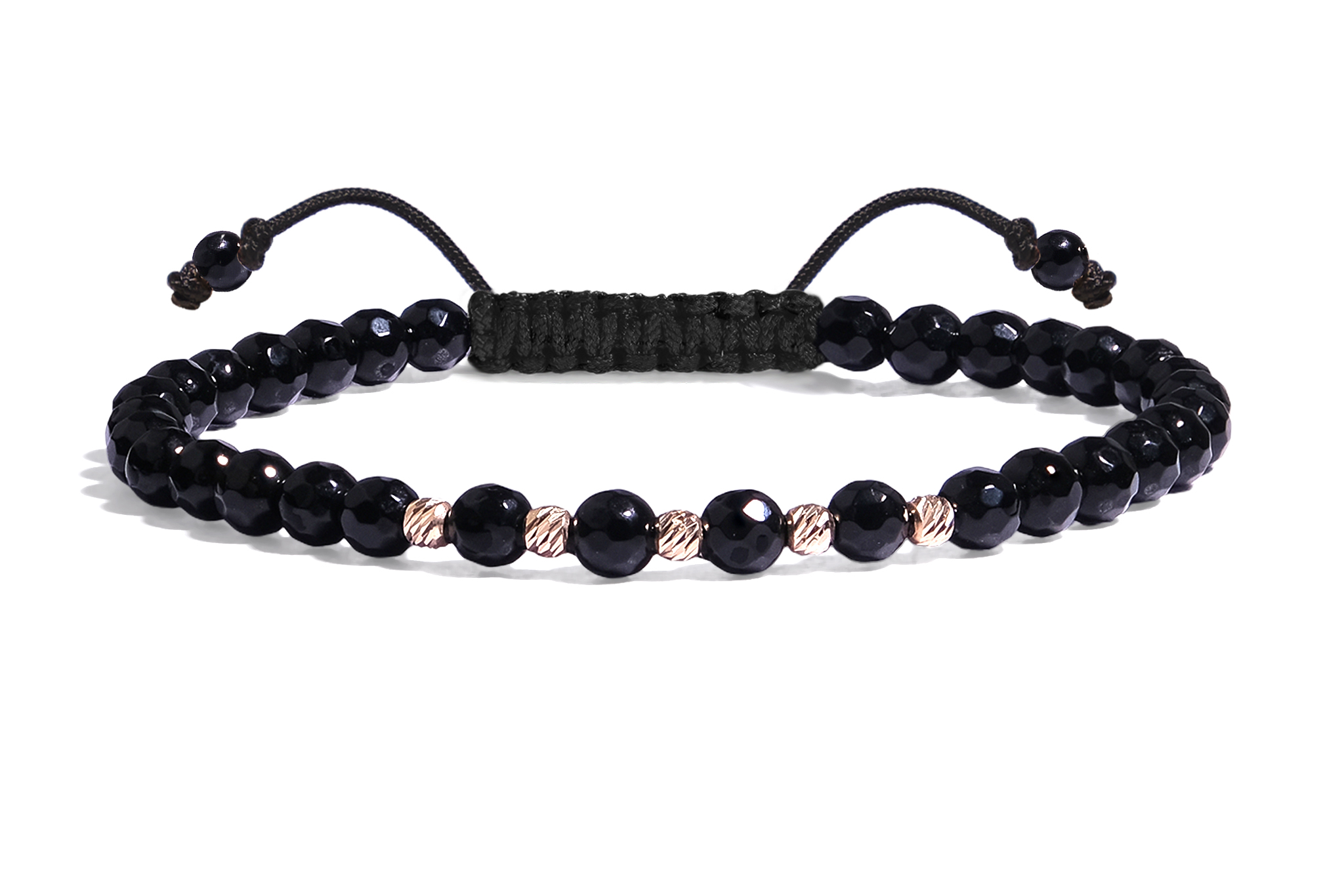 Bratara Pardo realizată cu pietre semipretiose Onix 4 mm și bile de Aur 585 14K