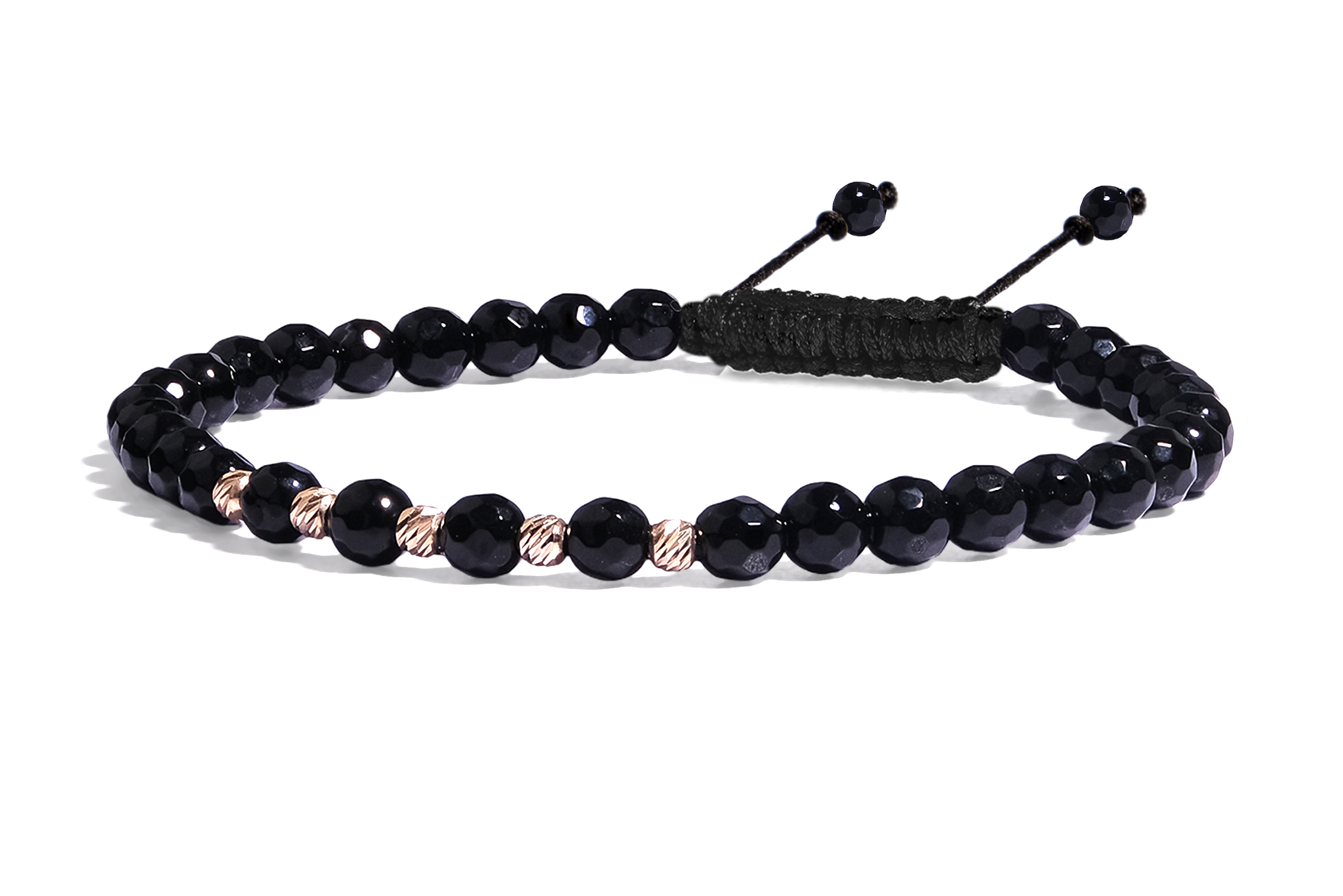 Bratara Pardo realizată cu pietre semipretiose Onix 4 mm și bile de Aur 585 14K - imagine 2