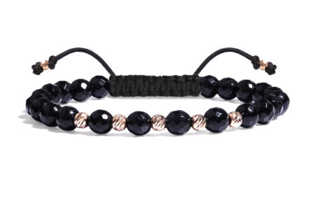 Bratara  Pardo realizată cu pietre semipretiose Onix 6 mm și bile de Aur 585 14K