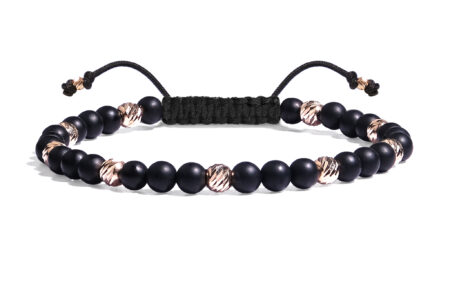 Bratara  Pardo realizata cu pietre semipretioase Onix Mat și bile de Aur 585 14K