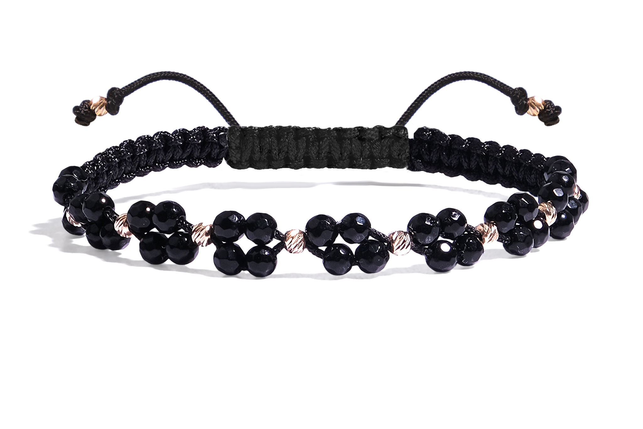 Bratara Pardo realizată cu pietre semipretiose Onix 3 mm și bile de Aur 585 14K