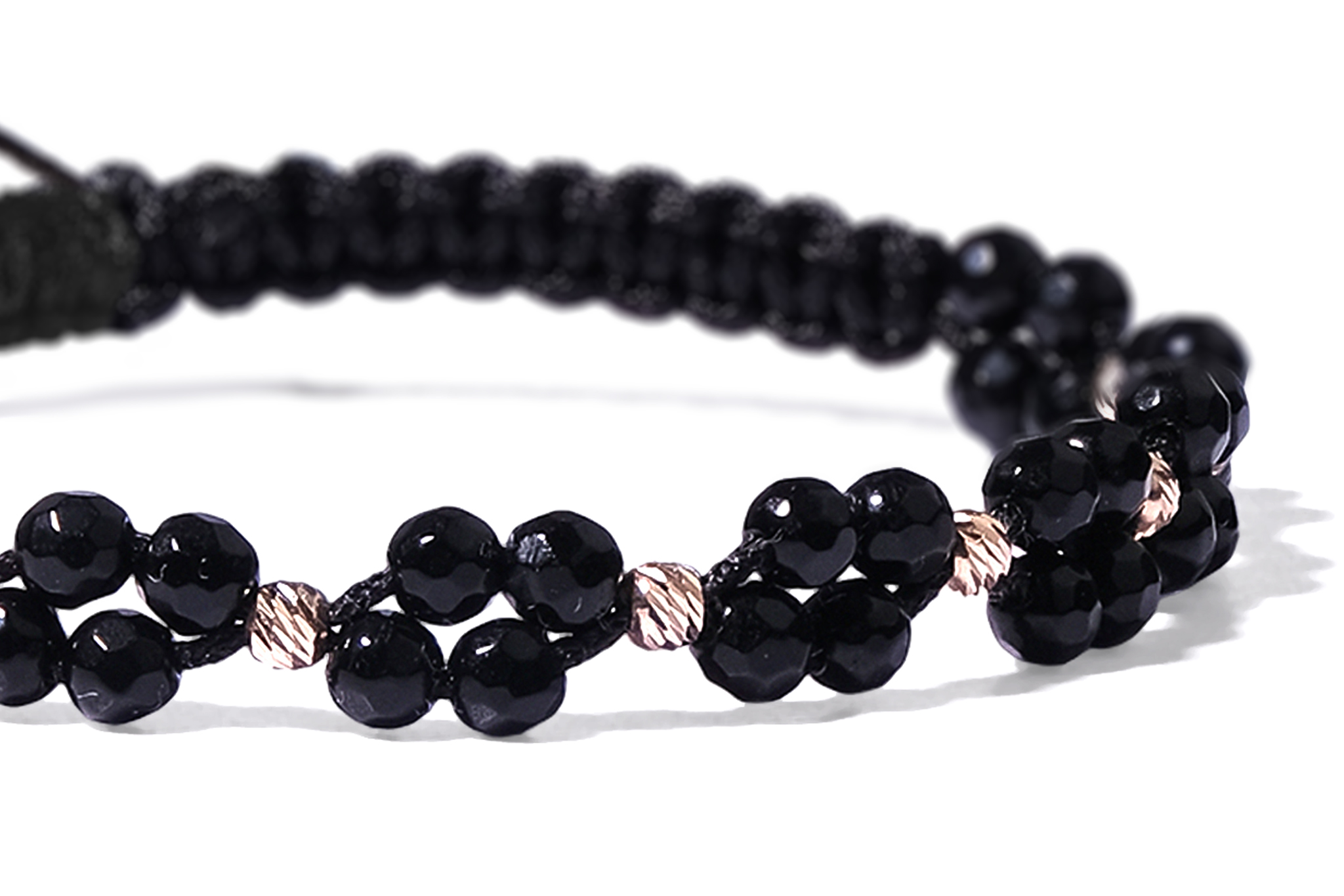 Bratara Pardo realizată cu pietre semipretiose Onix 3 mm și bile de Aur 585 14K - imagine 4
