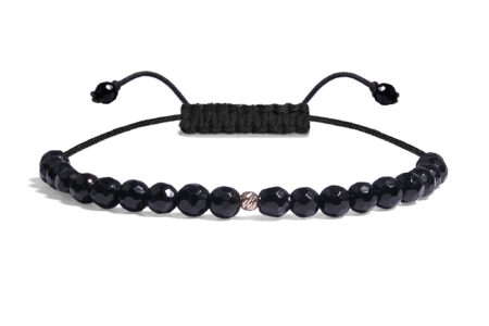 Bratara  Pardo realizată cu pietre semipretiose Onix 4 mm și bile de Aur 585 14K