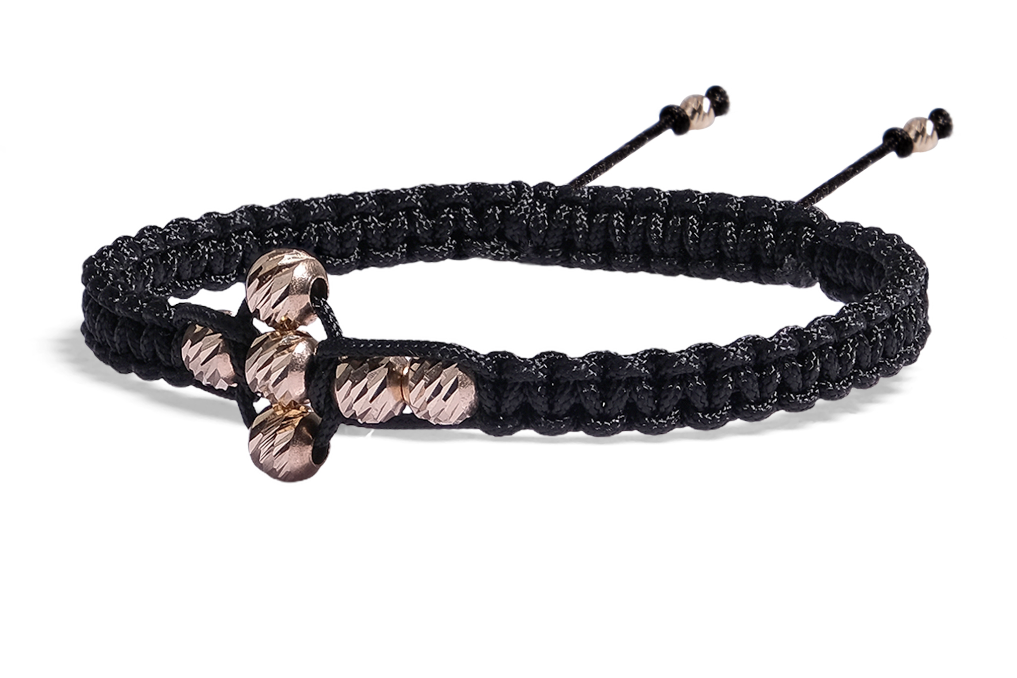 Bratara Pardo cu șnur impletit si bile de Aur 585 14K - imagine 2