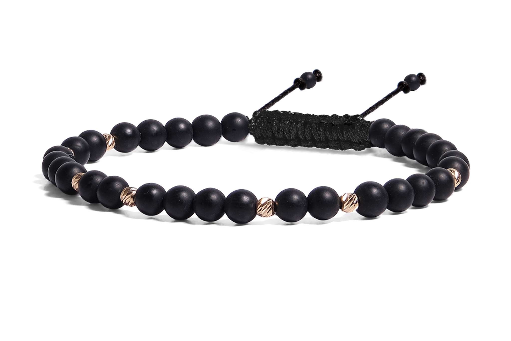 Bratara Pardo realizată cu Onix Mat 4 mm și bile de Aur 585 14K - imagine 2