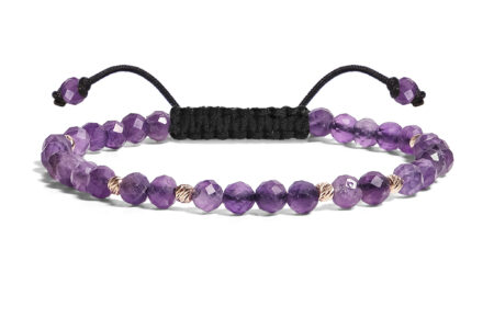 Brățară Pardo realizata cu Ametist și bile de aur 585 14K