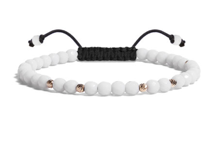 Bratara Pardo realizata cu Onix Alb și bile de Aur 585 14K