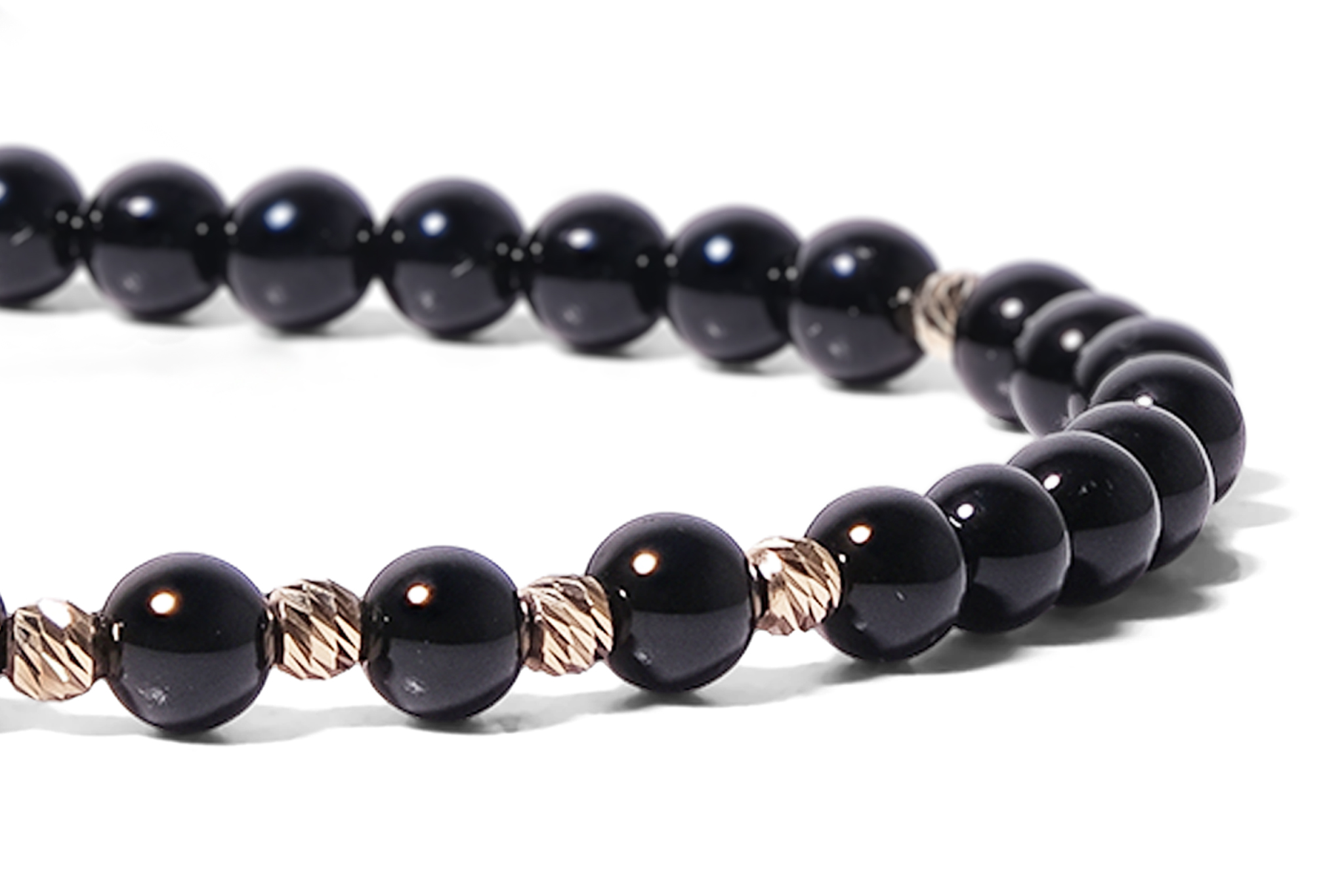 Bratara Pardo realizată cu pietre semipretiose Onix Lucios 4 mm și bile de Aur 585 14K - imagine 4