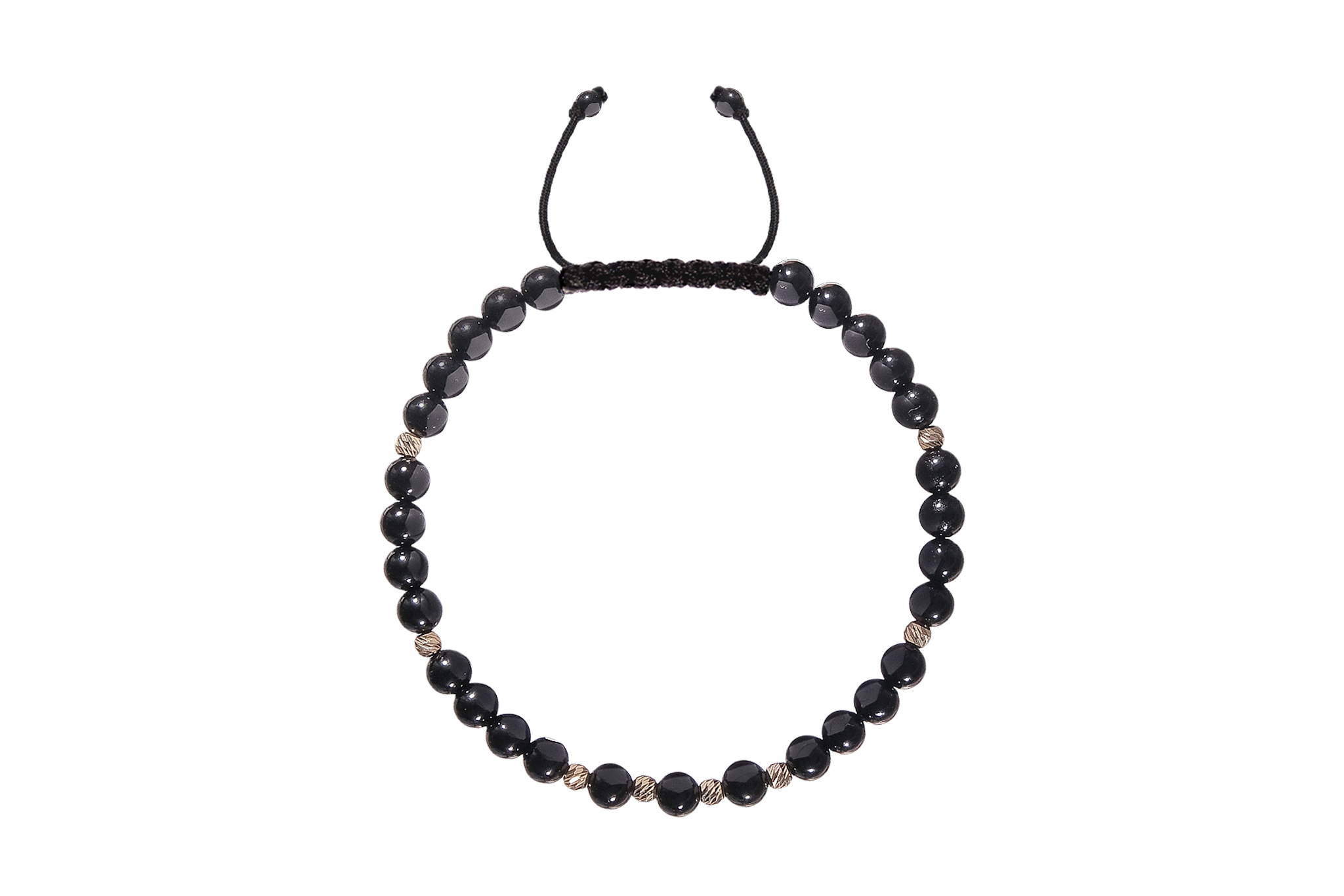 Bratara Pardo realizată cu pietre semipretiose Onix Lucios 4 mm și bile de Aur 585 14K - imagine 3