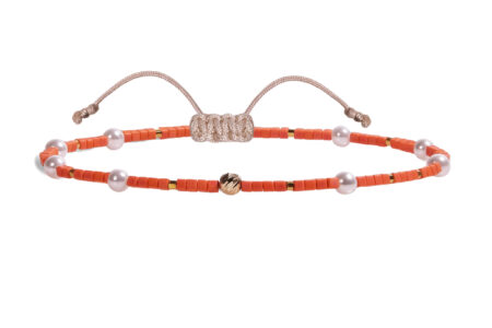 Bratara Pardo de picior realizata cu pietre de nisip Miyuki, Perle si sfere Aur 585 14K