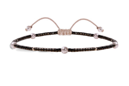 Bratara Pardo de picior realizata cu pietre de nisip Miyuki, Perle si sfere Aur 585 14K