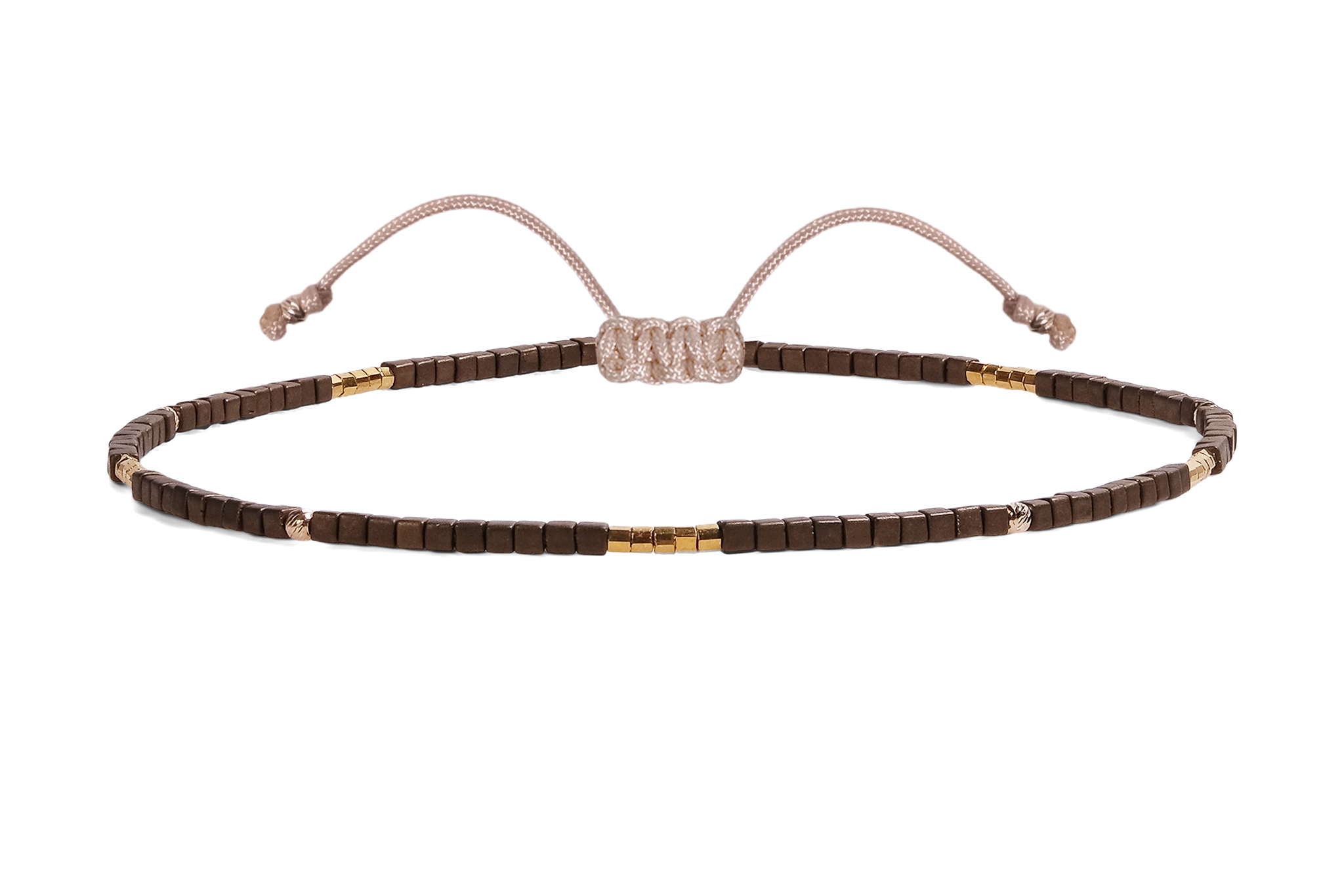 Bratara Pardo de picior realizata cu pietre de nisip Miyuki si sfere Aur 585 14K