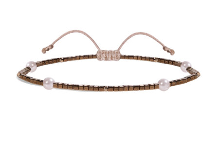 Bratara Pardo de picior realizata cu pietre de nisip Miyuki, Perle si sfere Aur 585 14K