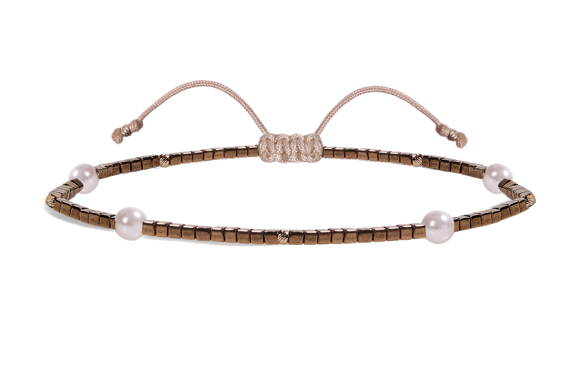 Bratara Pardo de picior realizata cu pietre de nisip Miyuki, Perle si sfere Aur 585 14K