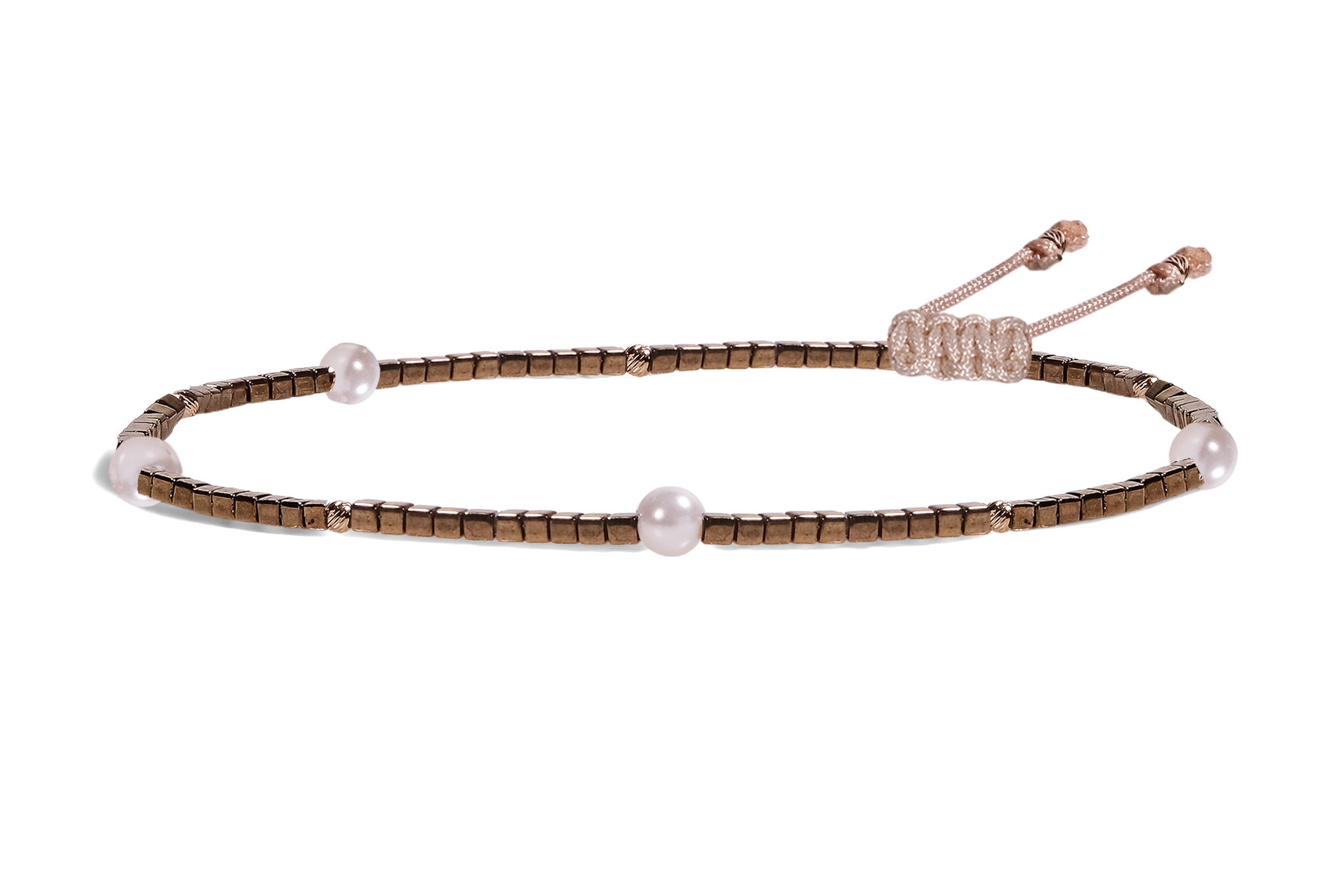 Bratara Pardo de picior realizata cu pietre de nisip Miyuki, Perle si sfere Aur 585 14K - imagine 3