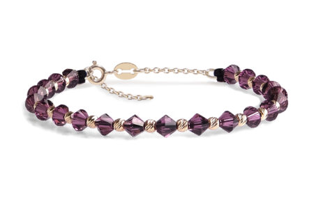 Bratara cu extensie lant Pardo realizata cu Cristale Preciosa si Sfere striate din Aur 585 de 14 Karate