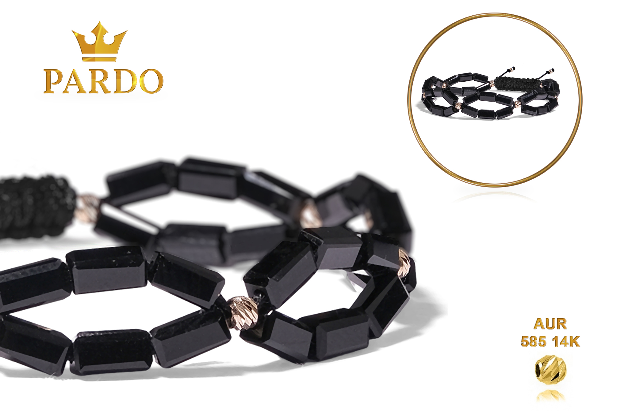 Bratara Pardo realizată cu pietre Semipretioase Cristale Sticlă 5 mm și bile de Aur 585 14K - imagine 5