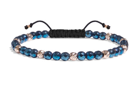 Bratara Snur Pardo realizata cu Hematit Albastru si sfere din Aur 585 de 14 Karate